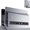 Vertical MacBook Docking Station, PULWTOP Docking Station for Mac mini with M.2 NVMe case for MacBook Pro/Air, 4K@60Hz HDMI, 2USB C 10Gbps, SD/TF, 100W PD, RJ45, 2 USB A for Windows Laptops (Grey)