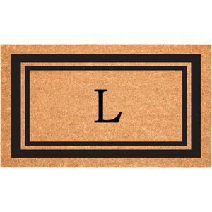 Calloway Mills 152961830L Black Border 18" x 30" Monogram Doormat, (Letter L)