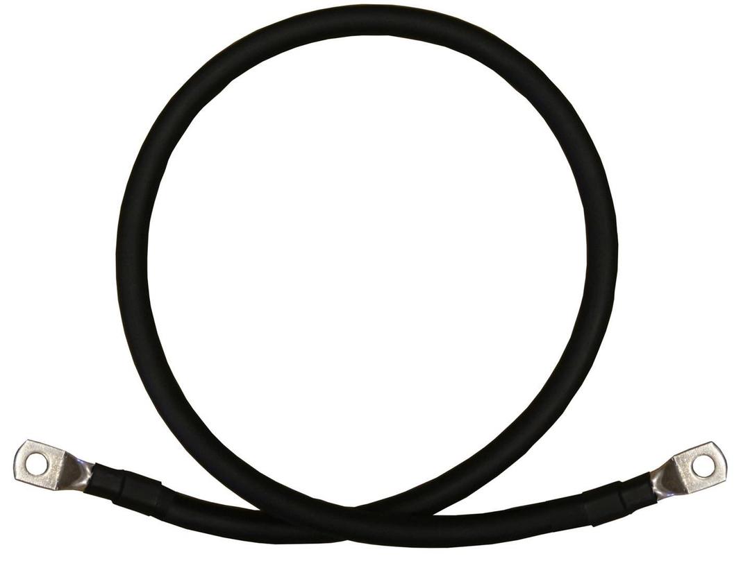 2 AWG 2 Gauge Single Black 2 feet w/ 5/16" Lugs Pure Copper Battery Inverter Cables for Solar, RV, Auto, Marine Car, Boat