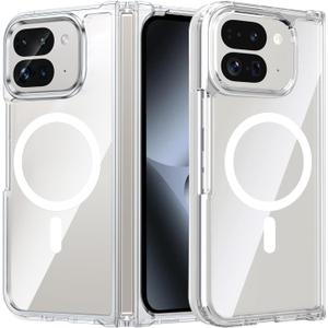 Google Pixel 10 Pro Fold Magentic Case,Compatible with MagSafe,Shockproof TPU Bumper Hard PC Slim Protective Cover for Google Pixel10 Pro Fold Phone Cases (2025),Clear