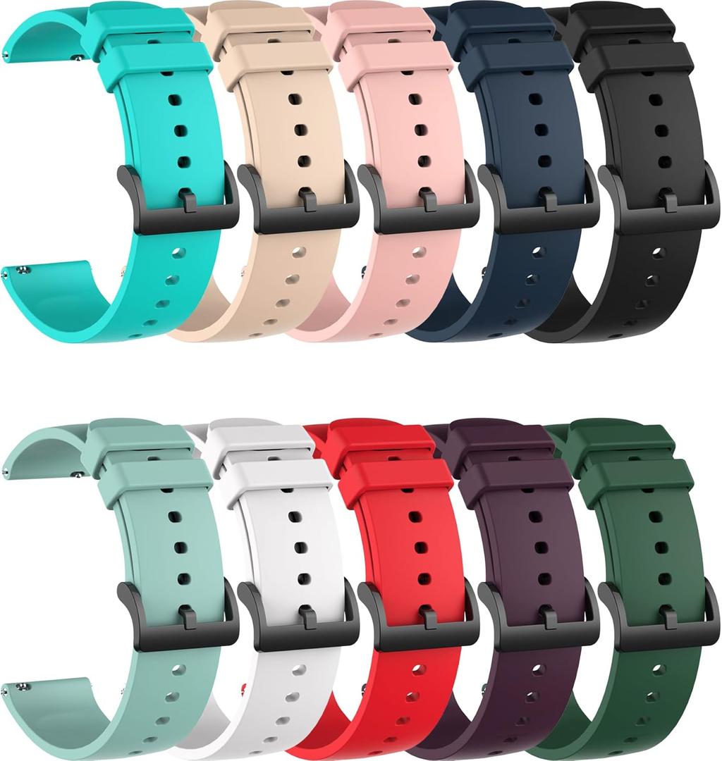 BabyValley Compatible with Parsonver SR1/LW45/LW51 Smart Watch Band for Women Men, Adjustable Soft Silicone Bands Replacement Sport WristBand for Parsonver SR1/LW45/LW51 Accessories (10-Pack)