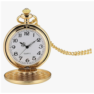 I-MART Smooth Vintage Pocket Watch with Chain (Gold)