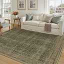 PureCozy Green Brown Area Rug 5x7 Vintage Oriental Retro