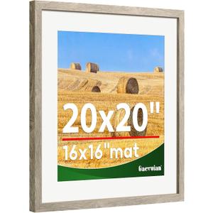 20x20 picture frame,Distressed Farmhouse Wood Pattern 20x20 frame Display 16x16 with mat,Display with Plexiglass,Horizontal and Vertical,Wall Mount Dcor,Light Wood Grain,1Pack