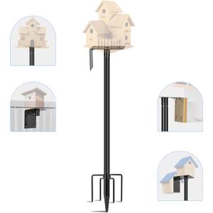 Ottsuls Bird Feeder Pole, 76 Inch Heavy Duty Bird House Pole Kit for Outdoors, with Wooden Board, 5-Prong Base Feeding Station for Wild Birds Watching, Adjustable Feeder Stand (House Not Included)