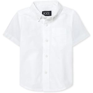 The Children's Place Baby Boys and Toddler Boys Short Sleeve Oxford Button Down Shirt, White, 4T