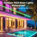 49.2FT/15M RGB LED Strip Light, LED Light Strip with App/Remote Control, Colour Changing, Outdoor Waterproof Cuttable Silicone Light Strip for Bedroom TV Backlight Gaming Room DIY Lighting