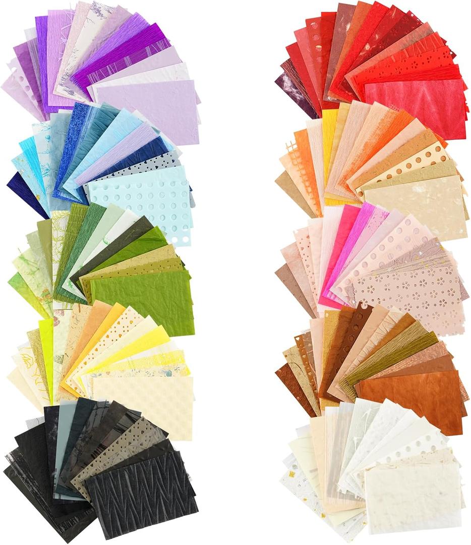 160 Sheets Textured Scrapbook Paper & Mesh Fabric Assorted Set | 10 Mixed Colors | Decorative Paper for Scrapbooking Journaling, Planners, Card Making, Decoupage | 4.72" x 3.14"