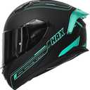 HAX Obsidian Full Face Dual Visor Adult Motorcycle Helmet for Motorbike Street Bike with Pinlock Ready DOT Approved Matte Black Aqua, Size XXL