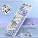 AULA F99 Pro Wireless Mechanical Keyboard with Knob,Creamy Sound,Tri-Mode BT5.0/USB-C/2.4GHz Hot Swappable Keyboard,Gasket Structure,RGB Backlit Computer Gaming Keyboards (With Knob-White&Blue&Purple)