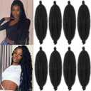 30 Inch Pre-Separated Springy Afro Twist Hair 7 Packs Spring Twist Hair For Distressed Soft Locs Natural Black Long Marley Twist Braiding Hair Synthetic Hair Extension For Women (7 Strands/Pack,1B#)