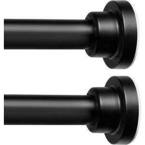 ENJOYBASICS 2 Pack Adjustable Spring Tension Curtain Rods 32 to 66 Inches, Stainless Steel Matte Black Shower Rod No Drilling for Window, Bathroom, Closet, Room Divider, 7/8" Diameter