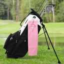 Premium Golf Gift Set: Embroidered Jacquard Checked Pattern Pink Golf Towel, 3 Golf Balls, and 2 Golf Ball Markers with Hat Clip, Ultimate Christmas Golf Gift for Men Women (Flamingo Box)
