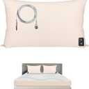 Grounding Pillowcase for Earth Silver Grounding Pillow Case Conductive Grounding Mat with 15ft Grounding Cord Earthing Pillow Case for Better Sleep Beige 20x30in