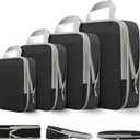 Compression Packing Cubes for Travel, 4 Set Expandable Packing Organizers, Lightweight Luggage Organizer Bags, Travel Essentials for Carry on, Handy Helper for Organizing ClothesBlack