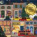 Galison Winter Lights Foil Puzzle 500 Pieces  Holiday Jigsaw Puzzle Featuring Festive City Scene by Joy Laforme  Thick, Sturdy Pieces Challenging Family Activity Great Gift Idea