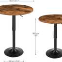 HOOBRO 2 Pcs Bar Table, Height-Adjustable Round Pub Table 27-35.4 Inches with Sturdy Base, Modern Style, Easy to Assemble, Suitable for Small Space, Rustic Brown and Black BF58BTP201G1, 21.7"L x 21.7"W x 27"-35.4"H