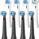 iO Replacement Toothbrush Heads Compatible with Oral B iO 3/4/5/6/7/8/9/10 Electric Toothbrush (4 White + 4 Black, Pack of 8)
