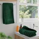 Jacquotha 2-Pack Hand Towels (Forest Green) Ribbed Kitchen & Bathroom Premium Cotton Towels 13 x 29, Soft and Quick Drying 480 GSM