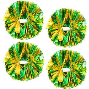 4Pcs Metallic Cheerleading Pom Poms, Creative 2 Pair Cheerleader Cheering Squad Pompoms for School Sports Dance Games Team Spirit Cheer