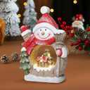 Snowman Christmas Decorations Classic Resin Snowman Figurines with LED Lights, Ideal Indoor Decorations for Home That Can be Used for Christmas Table Decor
