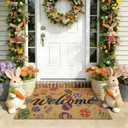 Kelarea Easter Artificial Coir Doormat Spring Welcome Door Mat, 17" x 29" Colorful Easter Eggs Front Door Mat, Non-Slip Entry Mats for Indoor Outdoor Entrance Home Decor