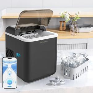 Ice Makers Countertop APP Control Smart Ice Machine Portable Ice Maker with Self-Cleaning Function 6 Minutes 9 Bullet Ice WiFi Remote Control for Home Camping