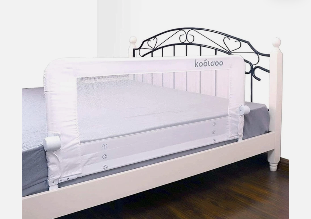 Kooldoo Toddlers, 43"x22.8"  Foldable Toddler Bed Rail Guards for Baby Safety White