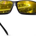 Night Driving Glasses for Men Women Fit Over Sunglasses Anti Glare Polarized HD Night Vision Glasses (F02 Glossy Black Frame/ Night Vision Lens) 5 packs