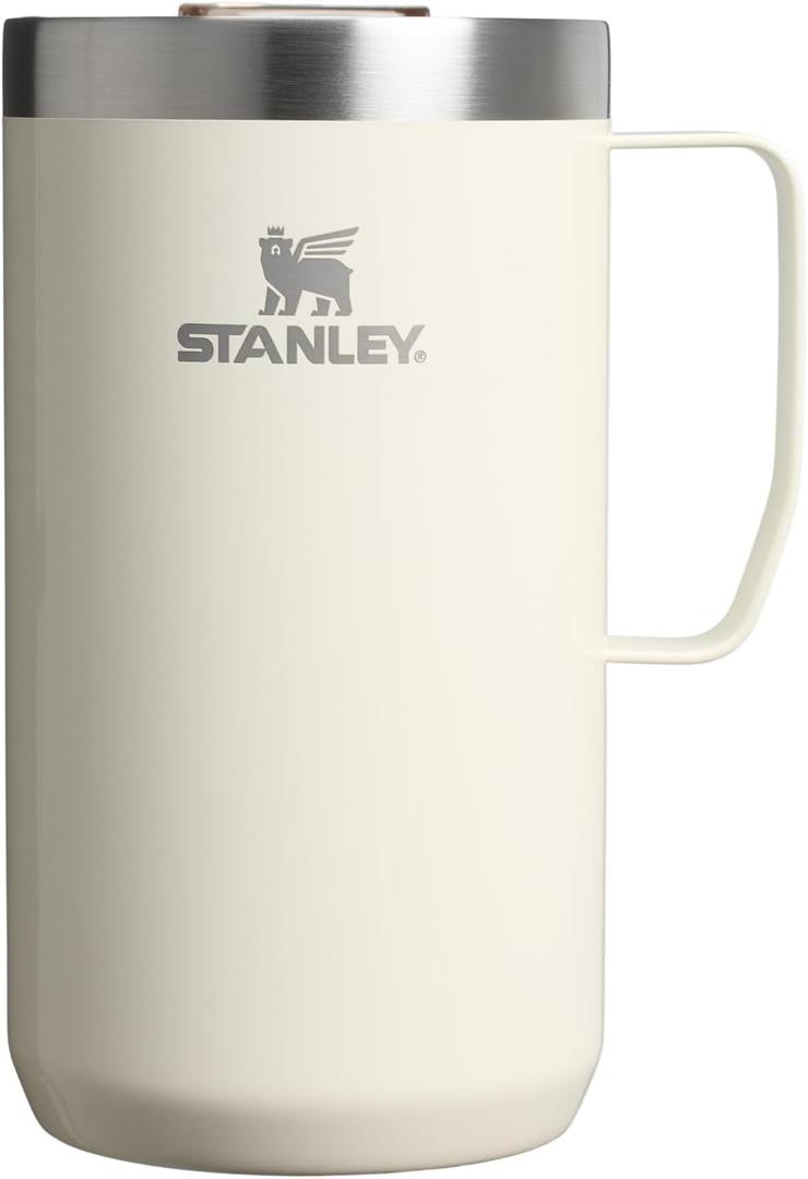 STANLEY Everyday Camp Mug | Drink Through Lid | Cup for Coffee, Tea and Drinks | Insulated Stainless Steel Coffee Mug | BPA-Free (24 Ounces, Cream Gloss)
