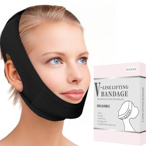MASIKA V-Line Mask, Chin Strap for Sleeping, Chin Strap for Women, Jaw Exerciser, Jawline Shaper, Jaw Strap, Double chin strap, Jawline Shaper, Reusable Chin Strap, Black