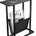 Yusong Narrow Side Table for Small Spaces, Small End Table with Magazine Holder, Skinny Slim Little Thin Table for Living Room, Bedroom, Sofa, Grey Oak (16.5"W)