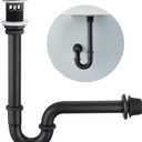 Brass P Trap with Bathroom Sink Stopper : 1-1/4 Sink Drain Bottle Trap Set with Overflow - Adjustable Height, Matte Black - Complete Basin Sink Plumbing Kit for Pipe Replacement