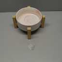 Elevated/Raised Dog Bowl Ceramic with Wood Stand for Medium Large Breed,Dog Food Water Dish Heavy Weighted, 8 in Non Slip Porcelain Pet Bowl Extra Big Marble Pink