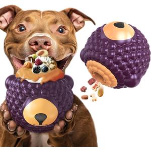 Unbreakable Dog Toy for Power Chewers, Large Dog Interactive Feeder with Food Cups & Treat Food Slow Feeder - Anxiety Relief with Pupscile for Large Breeds (Purple)