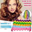 30 Pieces Heatless Waves Curlers Spiral Curls Styling Kit No Heat Hair Waver Spiral Curlers Rollers with 2 Pieces Styling Hooks for Most Hairstyles (45 cm, Mixed Color)