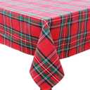 COTTON CRAFT Christmas Tablecloth - Xmas Tartan Plaid Tablecover - 100% Cotton Reusable Washable Holiday Party Gingham Buffalo Check - Christmas Table Cloth Rectangle Table  60x120 Red Green Multi