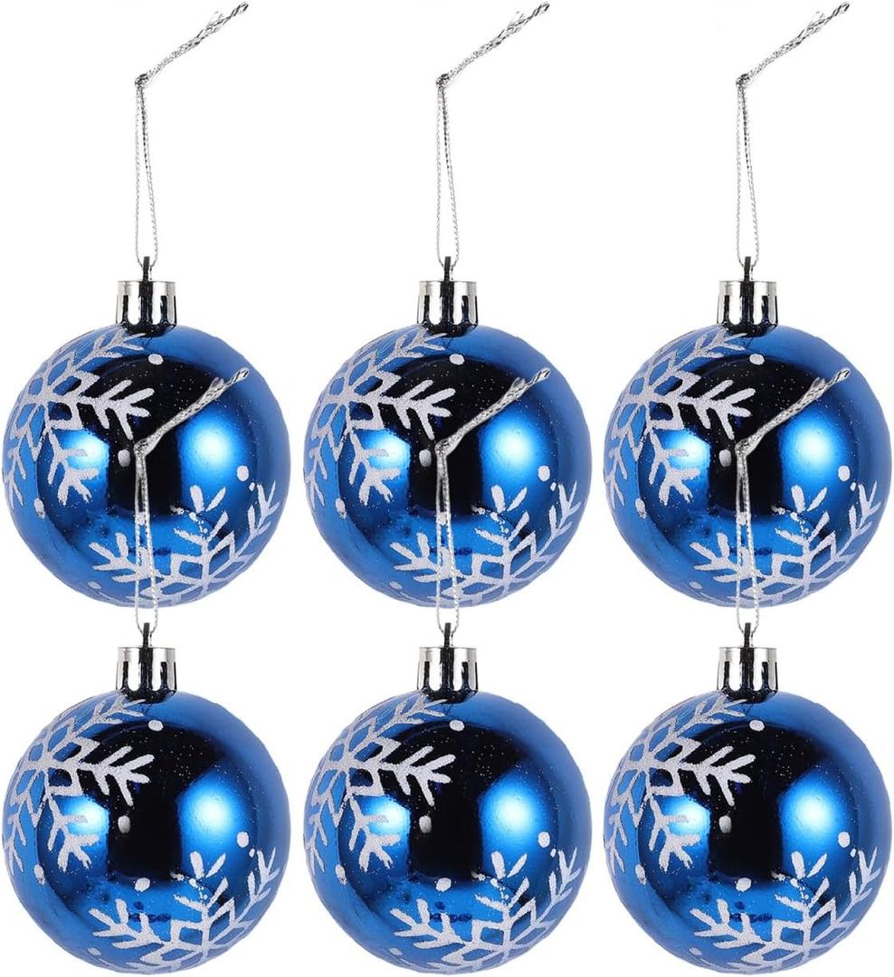 ULTECHNOVO 6pcs Halloween Balls Tree Ornaments, Shatterproof Christmas Decorations Set with Reusable Hand-held Package for Holiday Xmas Tree Decor (6cm) (Blue)