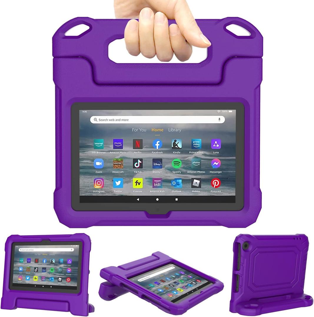 Lainergie Tablet Case for Kids, Lightweight Shockproof Kid-Proof Cover with Handle Stand for 7 inch Tablet Kids Case,Purple