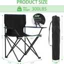 2 Pack Lightweight Folding Camping Chairs, Outdoor Lawn Beach Chair with Cup Holder & Carry Bag for Travel, Fishing, Picnic, Backyard, Hiking (Black, Medium)