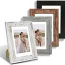 5x7 Picture Frame Set of 4, Made of Real Glass and Multicolour Wooden Frame, 5 by 7 Photo for Wall or Tabletop - Display Picture 4x6 with Mat or 5x7 Without Mat