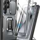 TONGATE for Samsung Galaxy S24 Ultra Case, [Bulit-in Slide Camera Cover & Ring Kickstand] [2 Front Frame & 1 Screen Protector] Military Grade Phone Case for Samsung S24 Ultra 6.8", Gray