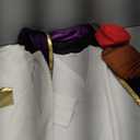 Funna Arabian Costume Men Adult Prince Dress Up 5 Piece Outfit with Vest, Hat, Shirt, Pants, Belt for Party Supplies, (Small, Purple)