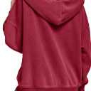 WOWULOVELY Womens and Mens Zip Up Hoodies Acid Wash Long Sleeve Oversized Sweatshirts Distressed Fleece Jacket with Pockets (Red, L)