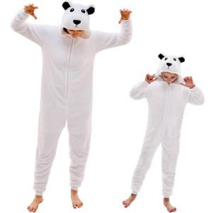 GONAAP Adult Onesie Pajamas Sherpa Animal One Piece Cosplay Costume for Women Men (11-12 Years, Polar Bear)