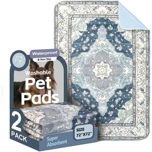 Washable Pee Pads for Dogs 2 Pack Reusable Puppy Training Pads 72"x72" Super Absorbent Waterproof Dog Training Pads, Non-Slip Potty Pads Whelping Pads Litter Mat Pet Supplies - Navy/Mix