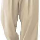 GORGLITTER Men's Pleated Wide Leg Pants Straight High Waisted Work Pants Trousers with Pocket Medium