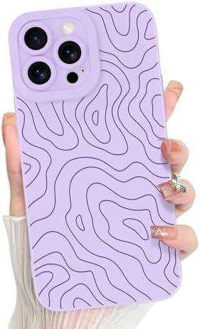 MZELQ for iPhone 16 Pro Case, Silicone Wave Ripple Cute Pattern, Camera Protection Soft Slim Phone Case for Girls Women -Purple