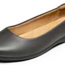 DREAM PAIRS Womens Comfortable Ballet Dressy Work Flats, Round Toe Slip on Office Shoes (8, Dark Grey-pu)