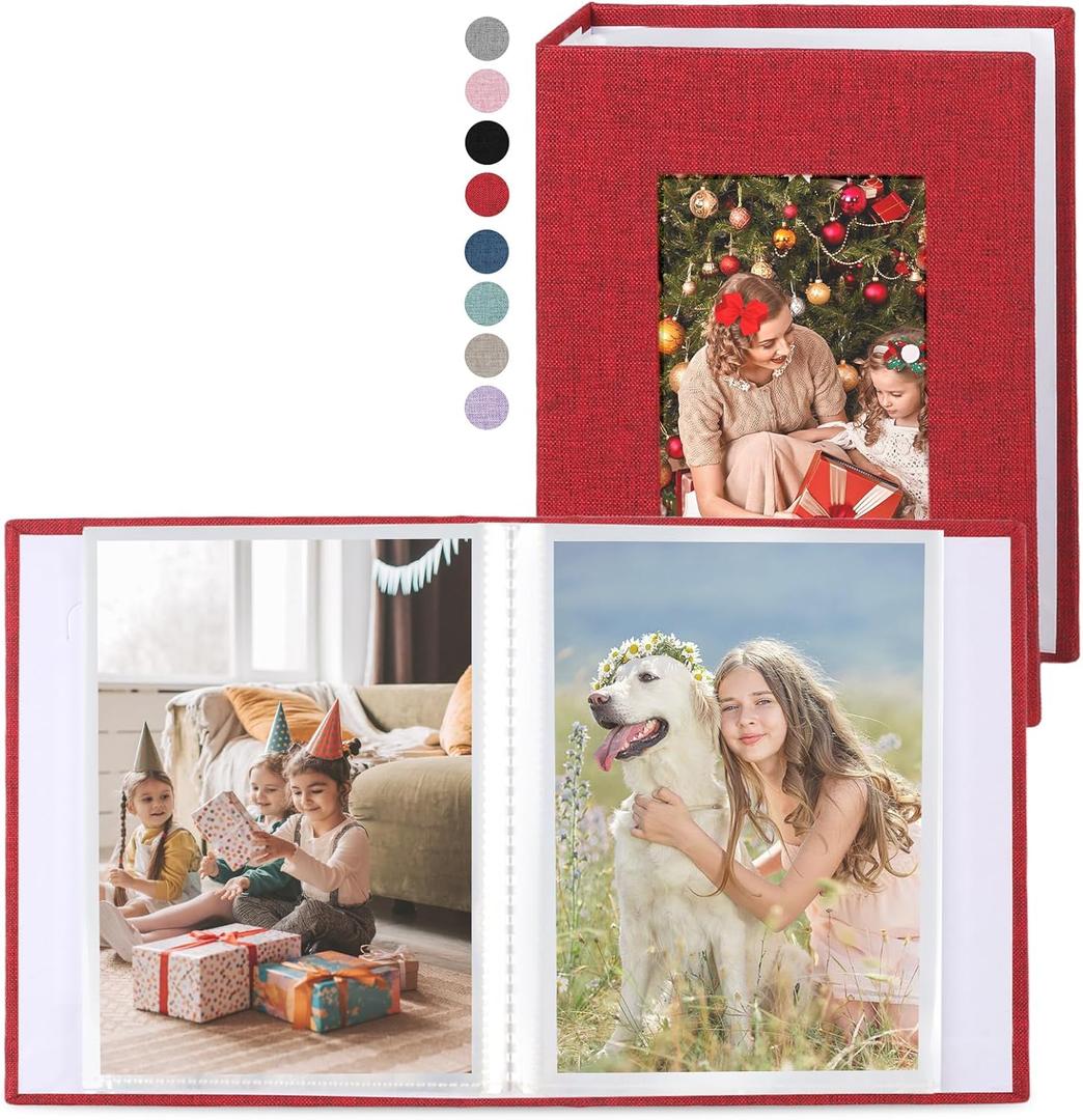 vivinin 2 Pack Photo Album 4x6, Linen Cover Photo Book, Small Photo Album Book for 36 Pockets Hold 72 Pictures, Picture Book for Photos Family Anniversaries Baby VacationsRed